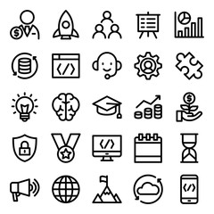 set of startup business  icons with simple outline style, vector eps 10 