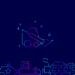 Bobcat machine, mini bulldozer vector gradient line icon, illustration on a dark blue background. Related bottom border