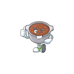 Poster - dish baked beans with cartoon thumbs up mascot