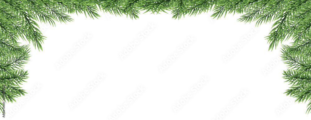 Christmas border with Fir branch isolated on white background Stock ...