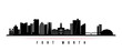 © greens87 - Fort Worth skyline horizontal banner. Black and white silhouette of Fort Worth, Texas. Vector template for your design.