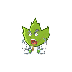 Sticker - green autumn leaves with angry character on white background