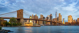 Fototapeta Miasta - Sunrise at Brooklyn Bridge Park with view to Manhattan Skyline.