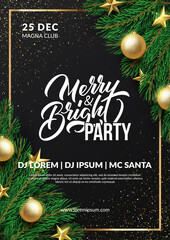 Christmas party poster design. Winter holidays background. Eps10 vector.