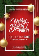 Christmas Party Poster Design. Winter Holidays Background. Eps10 Vector.