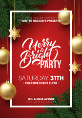 Christmas party poster design. Winter holidays background. Eps10 vector.