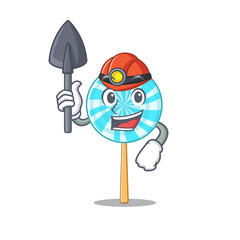 Sticker - Cool lollipop miner cartoon mascot illustration style