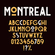 Vintage retro font. Modern art deco font. Set of letters, numbers and symbols. Vector 