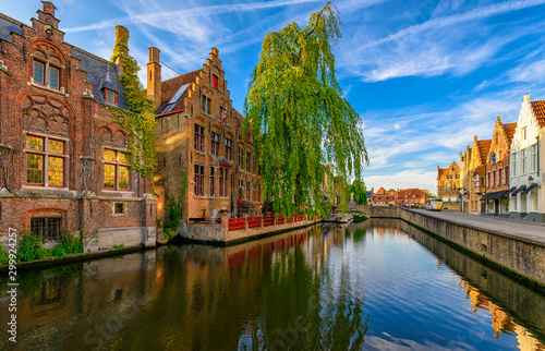 Classic view of the historic city center of Bruges (Brugge), West Flanders pr...