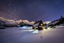 Night Star Photography Of Tatra Mountains In Winter Season