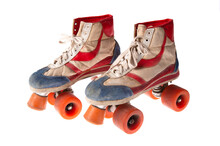 Vintage Roller Skates Isolated On A White Background