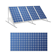 solar panels realistic 3d vector illustrations set