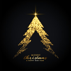 Wall Mural - golden glowing merry christmas tree creative design