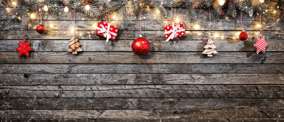 Wall Mural - Decorative Christmas garlands with free space