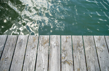 At the edge of footbridge, Danube river