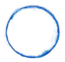 Blue Watercolor Stain On A White Background Isolated Circle With Void Inside