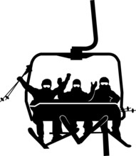 Chairlift Ski Mountain Vector Silhouette