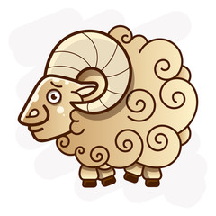 Wall Mural - Ram With Curved Horns Illustration For Your Web Design