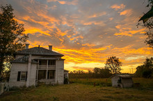 Abandoned Farmhouse At Sunrise