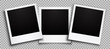 Three empty black photo frame with shadows - stock vector