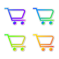Wall Mural - Set of colorful vector Shopping cart icons.