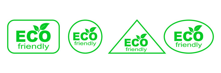 Wall Mural - set of green eco stickers. eco friendly environment