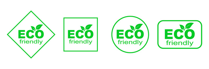 Wall Mural - set of green eco stickers. eco friendly environment