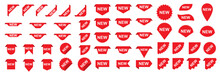 Set Of New Banners Or Stickers. Red Shopping Labels Or Tags