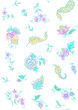Fantasy flowers, traditional Jacobean embroidery style. Seamless pattern, background. Vector illustration in neon colors isolated on white background..