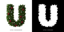 Christmas Letter U. Christmas Typography.