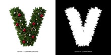 Christmas Letter V. Christmas Typography.