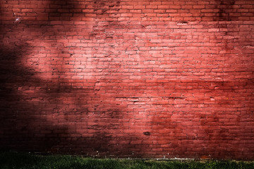 Wall Mural - Old red painted brick wall background