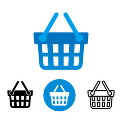 Canvas Print - Shopping basket vector illustration with simple flat design isolated on white. Shopping basket icon 