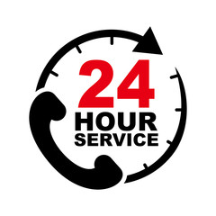 24 hour service vector design with telephone illustration 