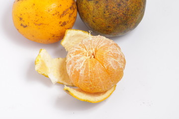 Orange fruit on a white isolated background