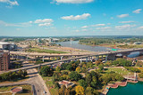 Fototapeta Miasto - Downtown Omaha Nebraska drone view