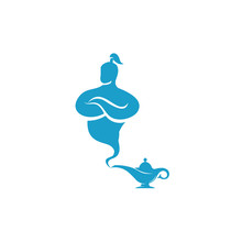 The Genie Coming Out Of The Magic Lamp Vector