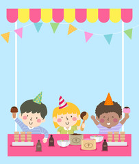 Sticker - Kids Ice Cream Party Background Illustration