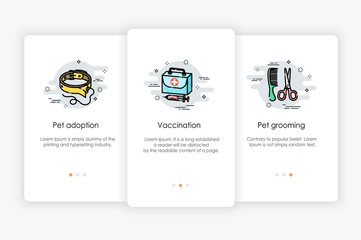 Wall Mural - Onboarding screens design in pet shop concept. Modern and simplified vector illustration, Template for mobile apps.