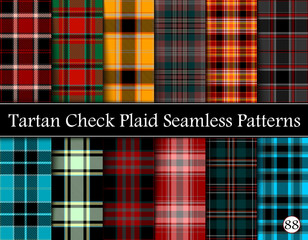 Set Tartan Plaid Scottish Seamless Pattern