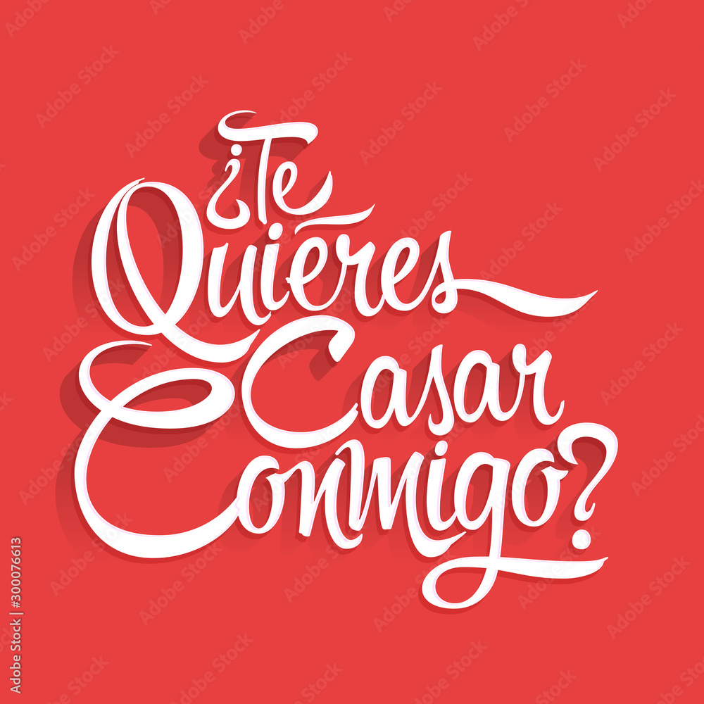 Te Quieres Casar Conmigo, Will you Marry me spanish text, vector