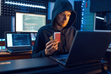 Hacker shows bank credit card, finance hacking