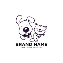 Creative Logo Design Dog And Cat Vector Template