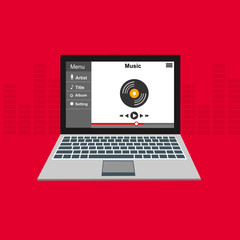modern media player user interface with panel control in modern flat design