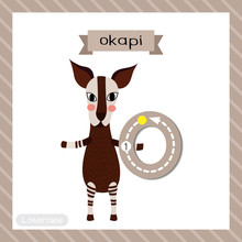 Letter O Lowercase Tracing. Okapi Standing On Two Legs