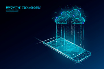 Wall Mural - cloud computing online storage low poly. polygonal future modern internet business technology. white
