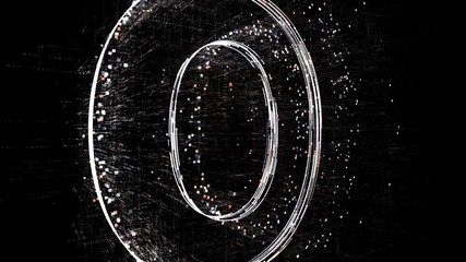 4k O letter alphabet word tag cloud;computer code particle.The Matrix binary text design animation;changing from zero to one digits;abstract tech background.