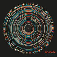 Vector Abstract Colorful Round Big Data Information Visualization. Social Network, Financial Analysis Of Complex Databases. Visual Information Complexity Clarification. Intricate Data Graphic