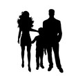 © majivecka - Vector silhouette of family on white background. Symbol of mother, father, child, husband, wife, son.