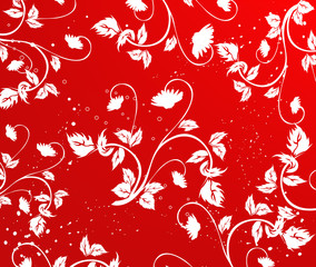 Canvas Print - Abstract artistic floral background  vector red and white	